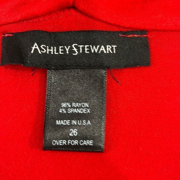 Women’s Ashley Stewart Red Classy V Neck Flowy Long Sleeve Blouse (26) DX23 - Picture 5 of 9